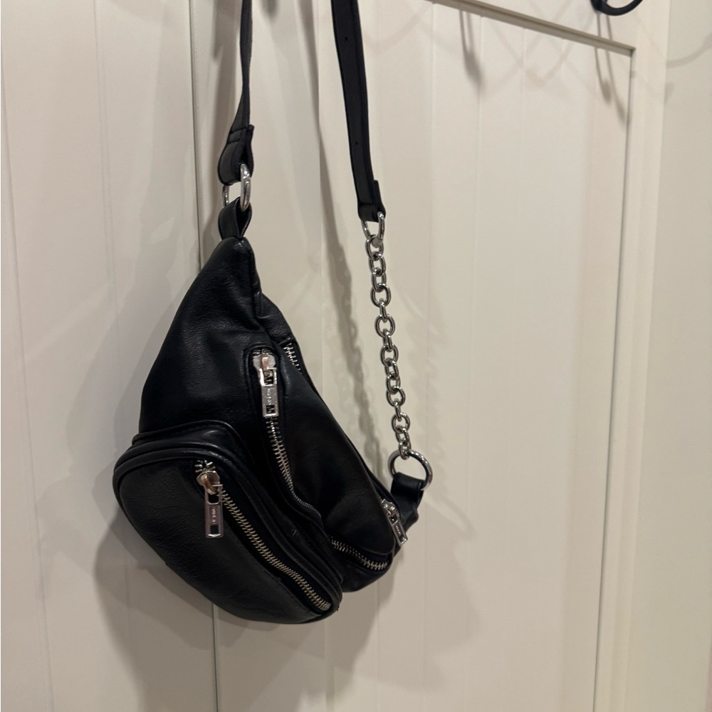 Brandy Melville Black Crossbody Bag with Silver Accents